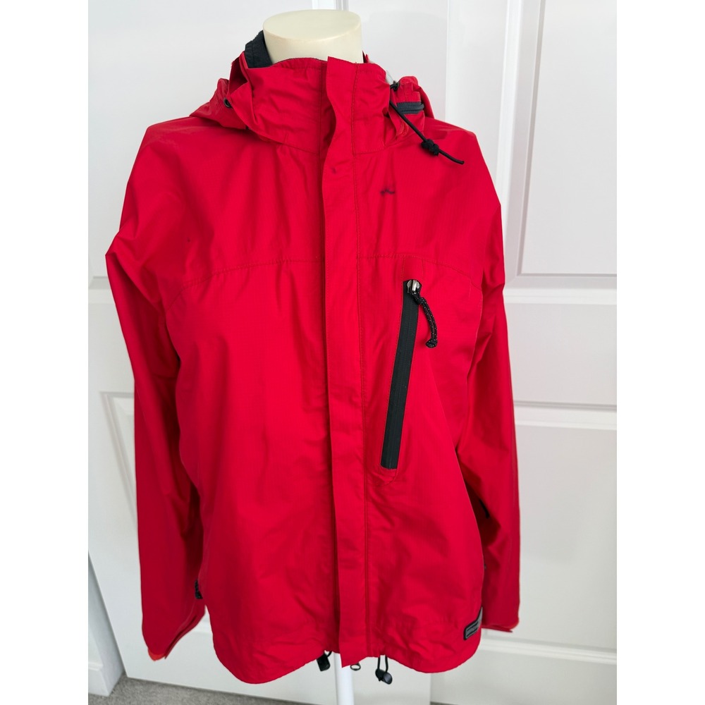 REI Elements E1 Mens Red Rain Jacket Hooded Ripstop Shell Size Medium